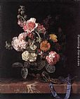 Vase of Flowers with Watch by Willem van Aelst